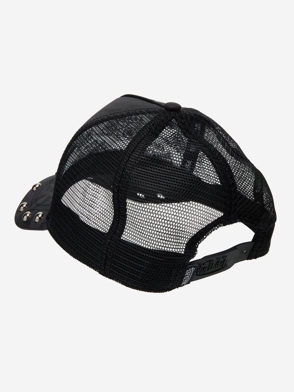 Von Dutch Black Studded Trucker Hat with Pink Patch - Picture 3 of 4
